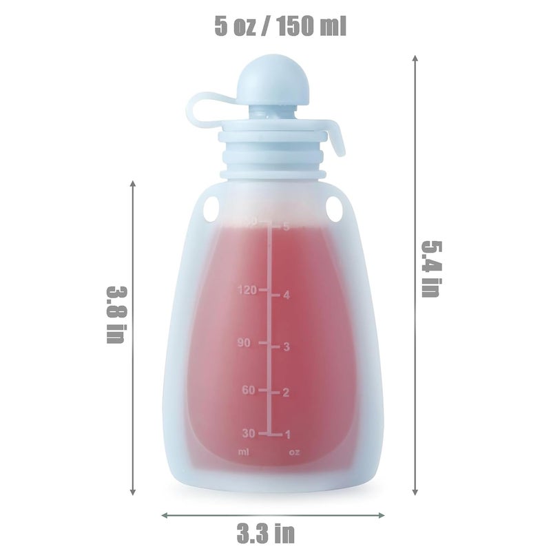 PandaEar Reusable Silicone Baby Food Pouches, 4 Pack Squeeze Pouches for Toddler Kids, BPA-Free Silicone Refillable Baby Food Storage, 5 oz - Image 3